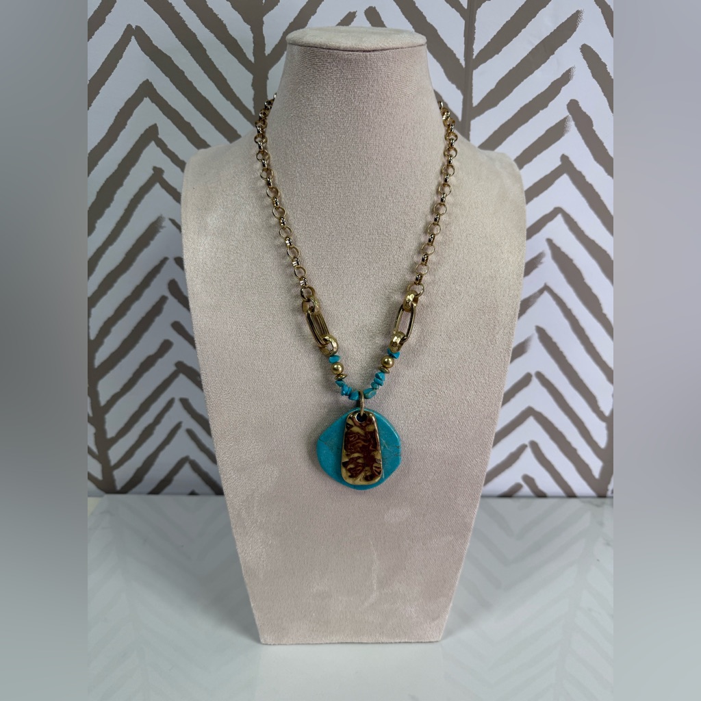 Nwt Vintage Draper’s & Damon’s Gold & Blue Statement Necklace